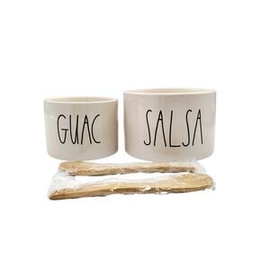 NIB Rae Dunn Artisan Collection by Magenta White Salsa & Guac Ceramic Bowl Set